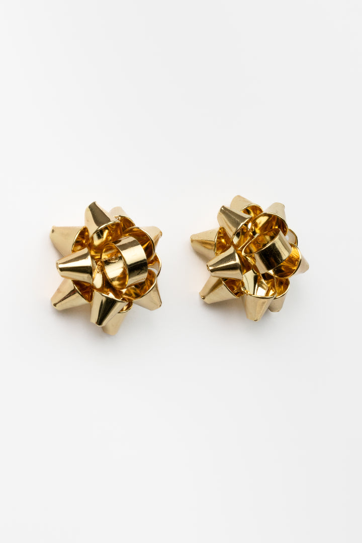 Gold Holiday Bow Stud Earrings