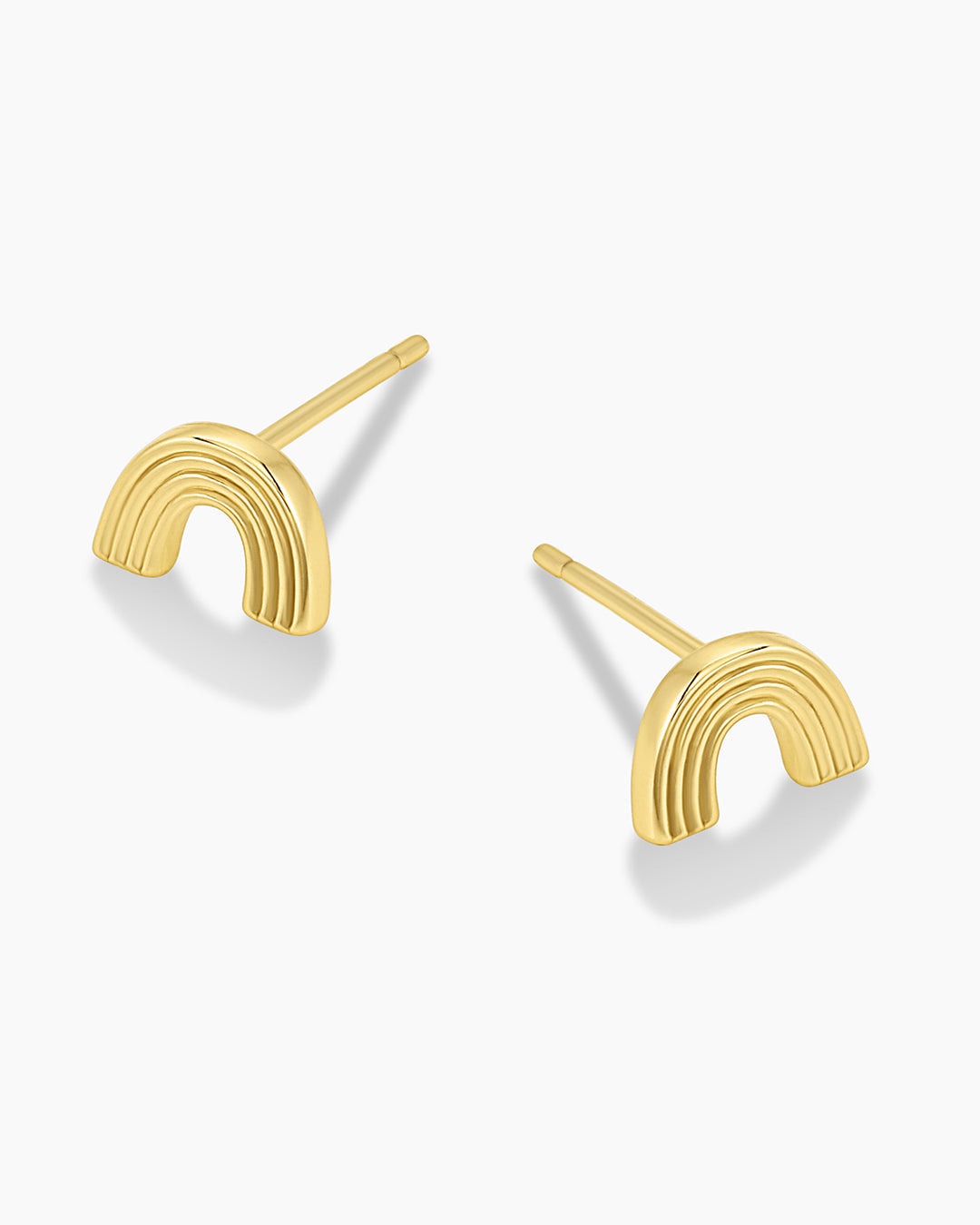 Gold Retro Rainbow Stud Earrings