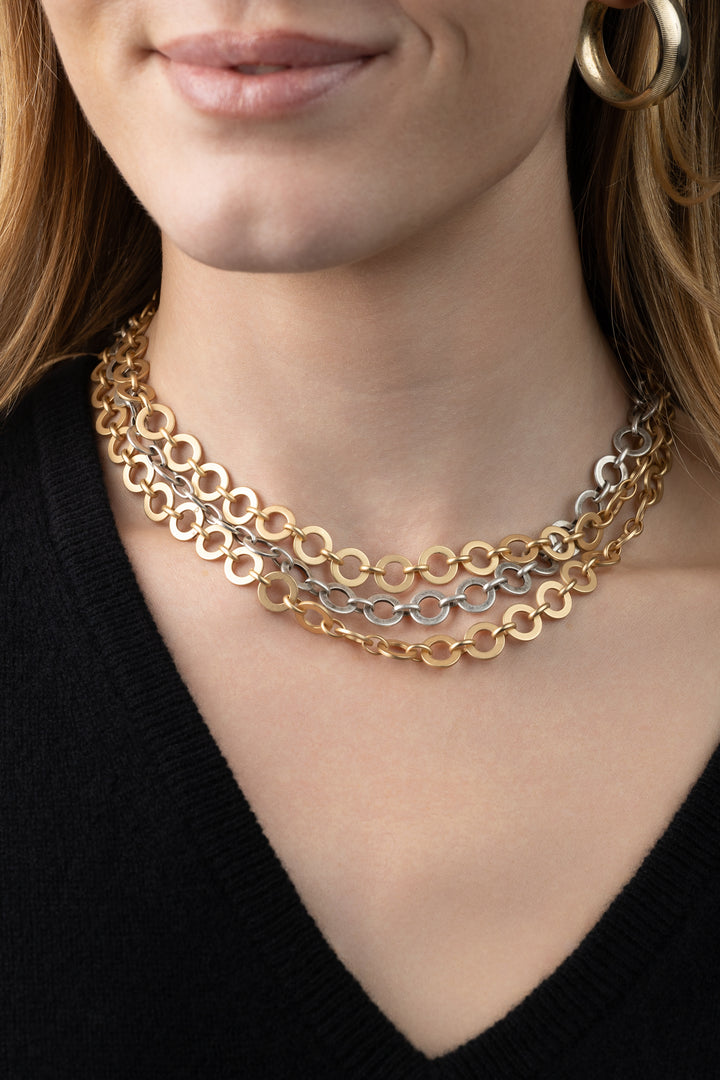 Gold Silver Halo Necklace