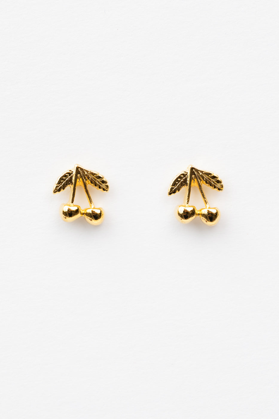 Gold Cherry Stud Earrings