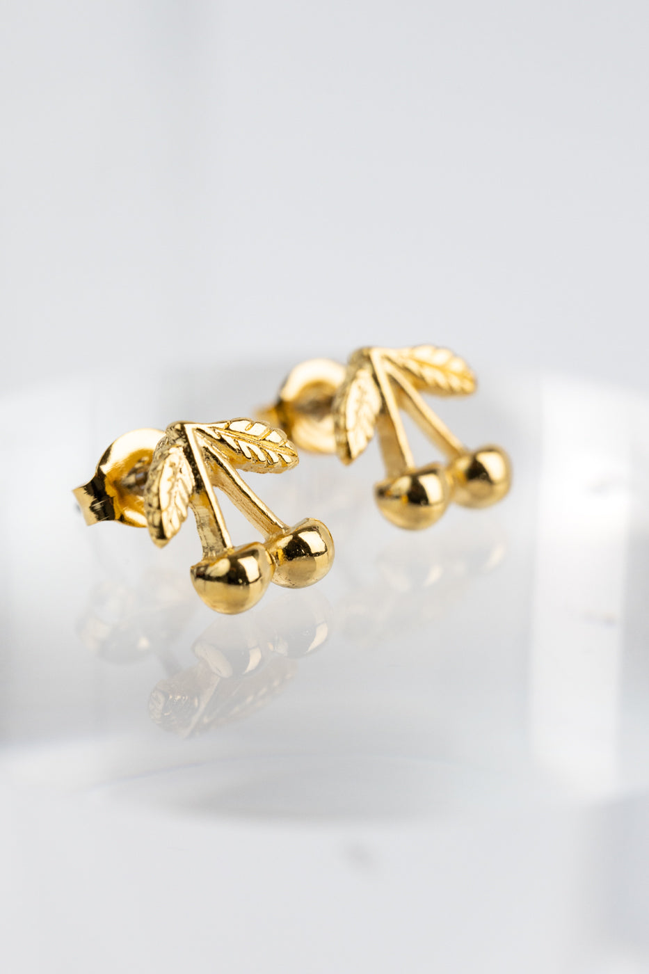 Gold Cherry Stud Earrings