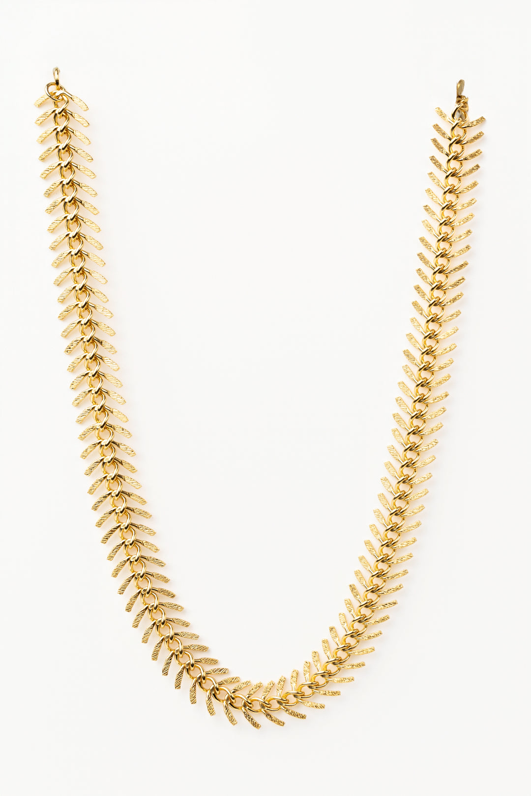 Gold Fish Bone Chain Necklace