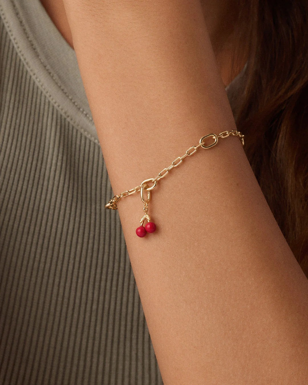 Gold Red Cherry Parker Charm
