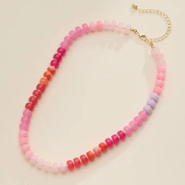 Gradient Pink Beaded Necklace