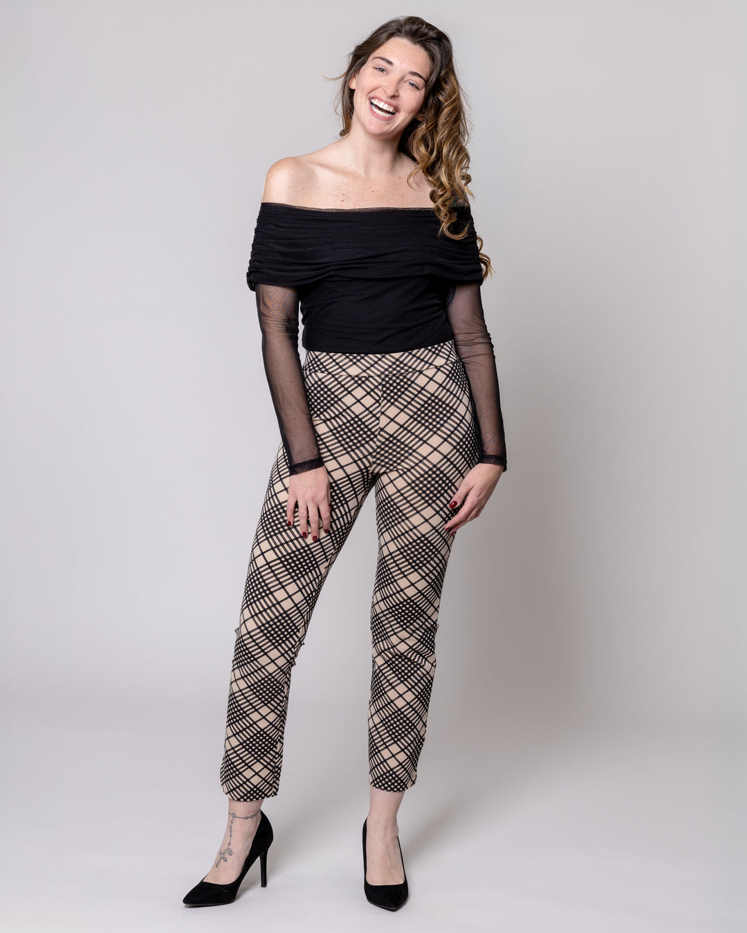 Graphic Plaid Kick Crop Carnaby Legging