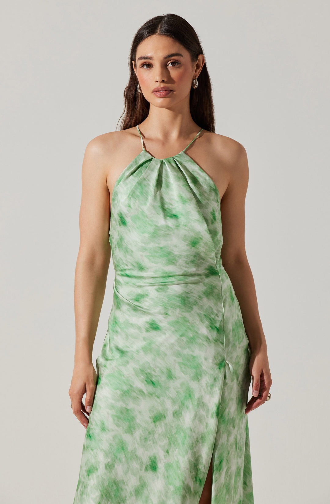 Green Abstract Elynor Halter Dress
