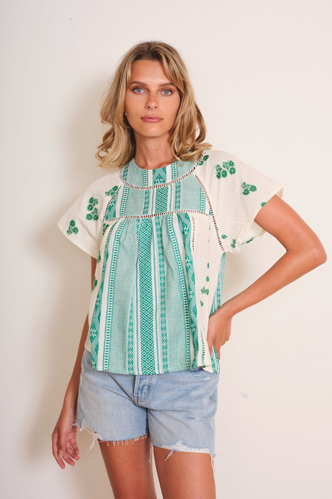 Green And Ivory Kimberly Top