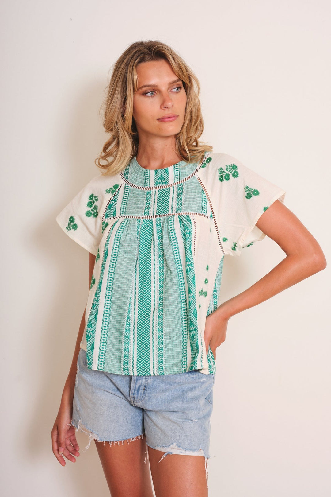 Green And Ivory Kimberly Top