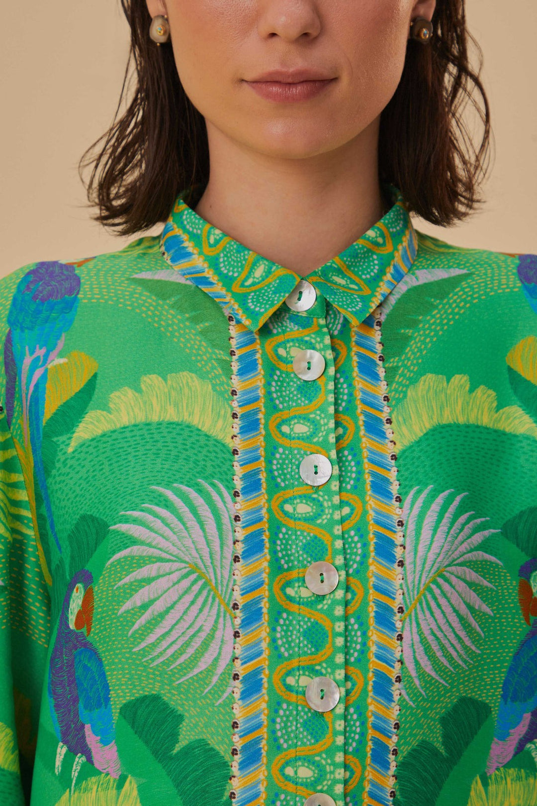 Green Macaw Scarf Shirt