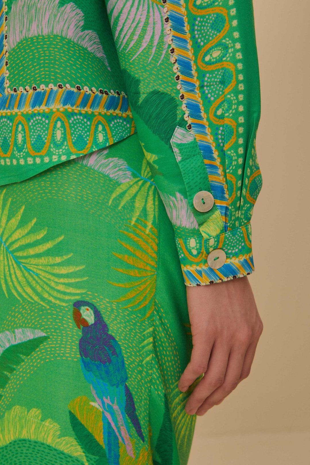 Green Macaw Scarf Shirt