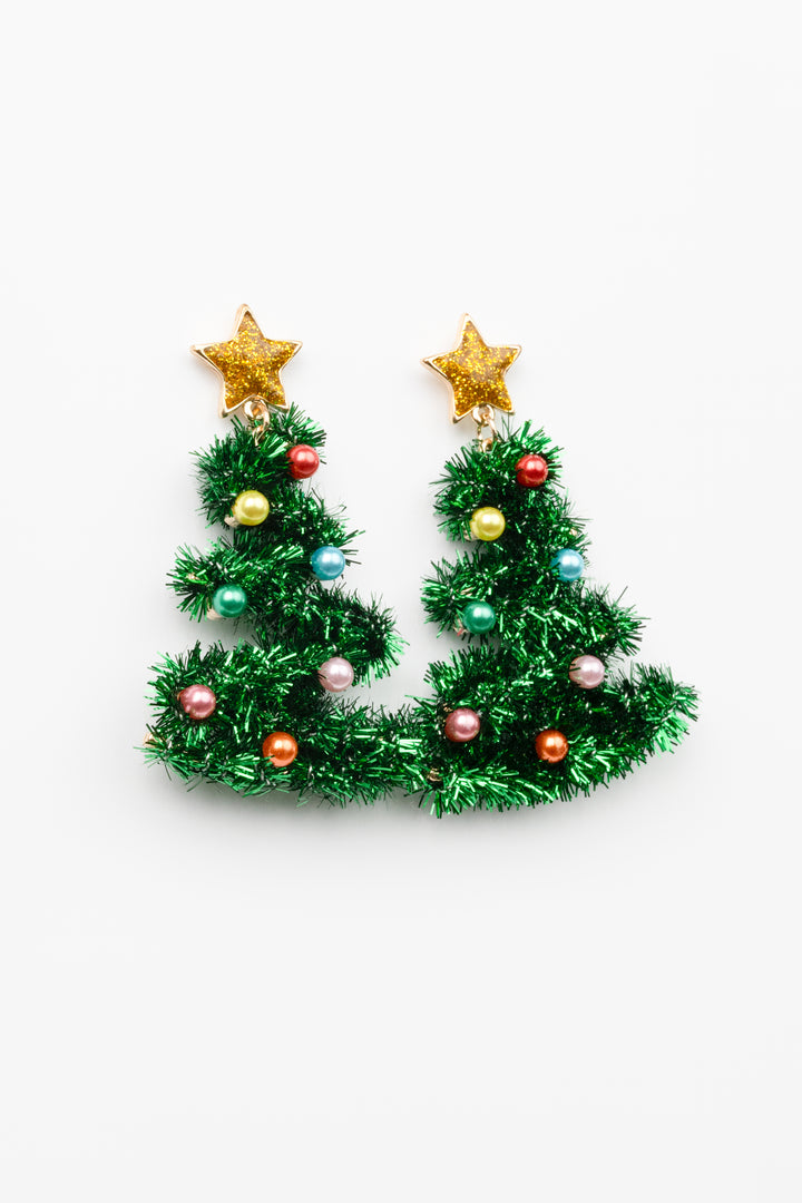 Green Multi Christmas Tree Earrings