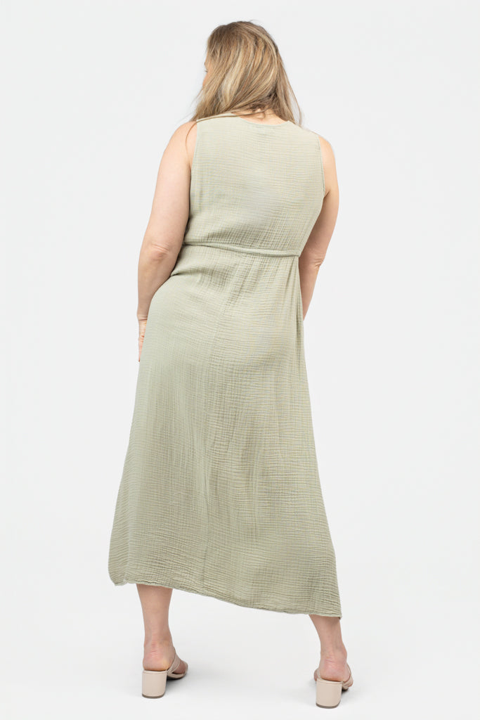 Green Sleeveless Gauze Dress
