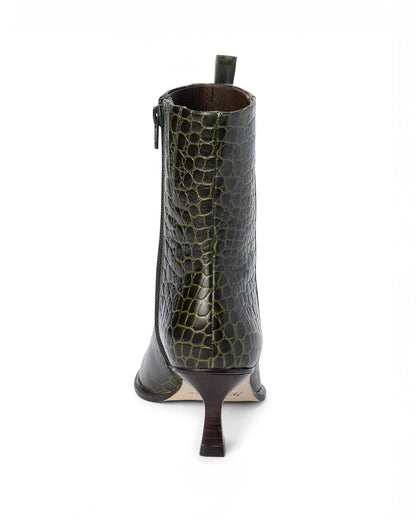 Green Croc Gabbie Ankle Boot