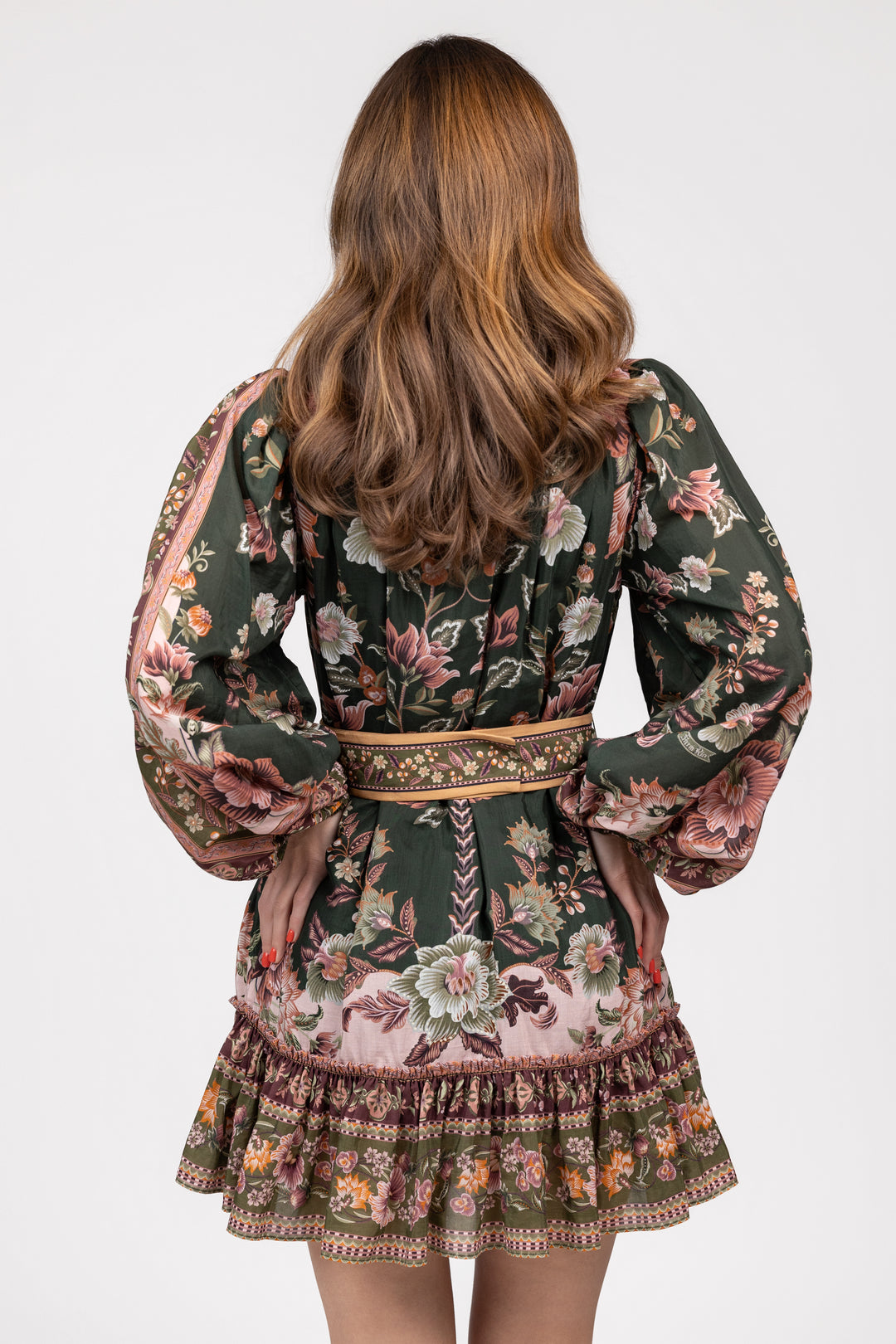 Green Flowering Garden Tree Mini Dress