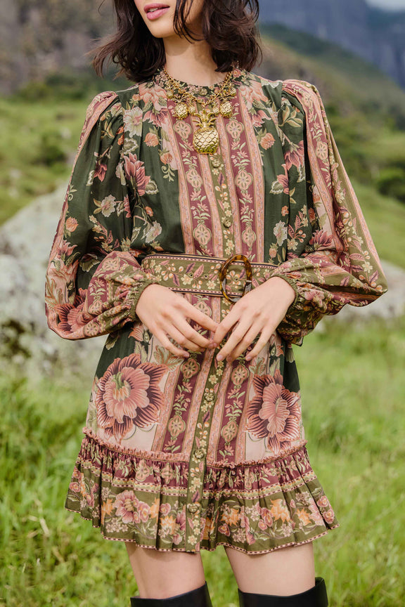 green flowering garden tree mini dress FARM RIO