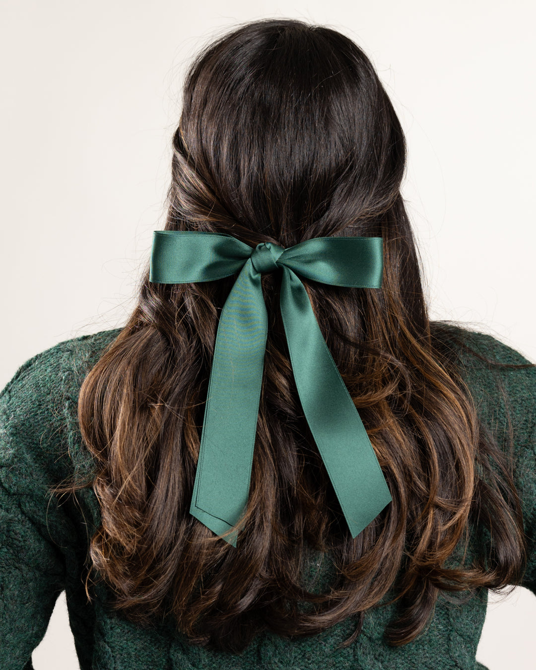 Green Ribbon Bow Hair Clip