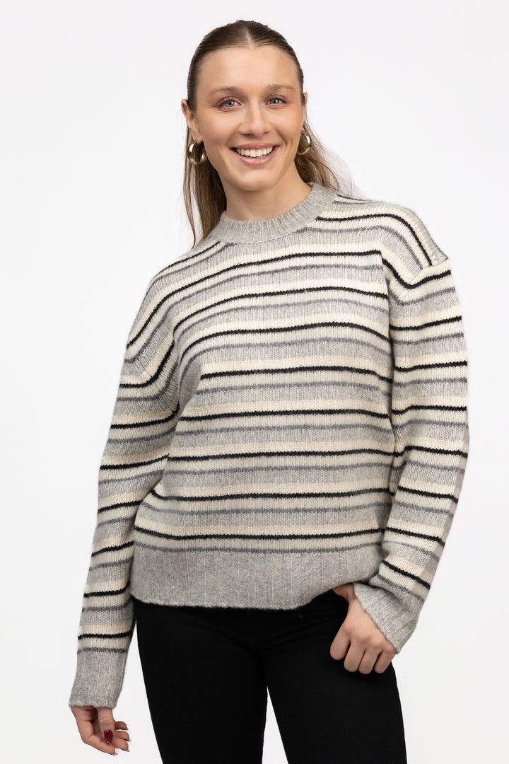 Grey White Stripe Hanna Sweater