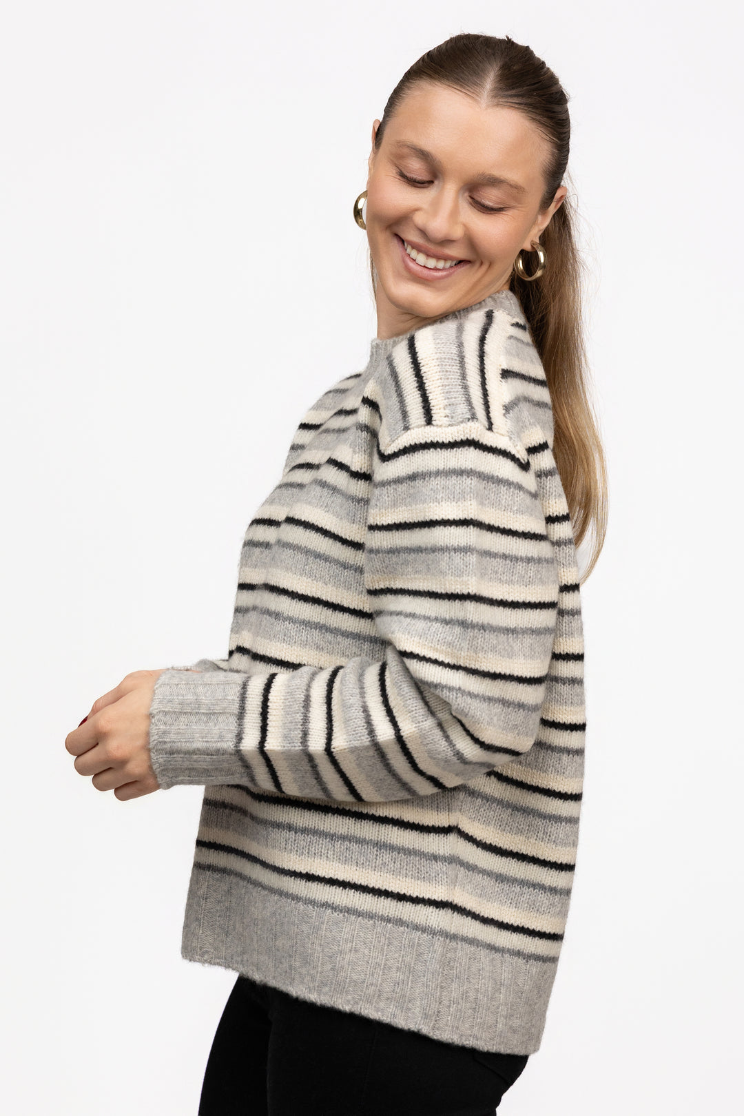 Grey White Stripe Hanna Sweater