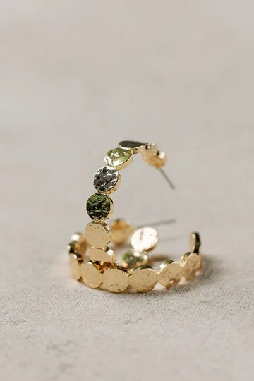 Hammered Gold Scalloped Hoop Earrings