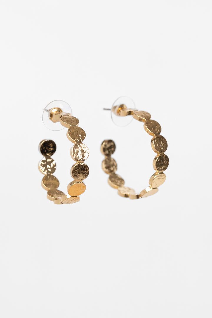 Hammered Gold Scalloped Hoop Earrings