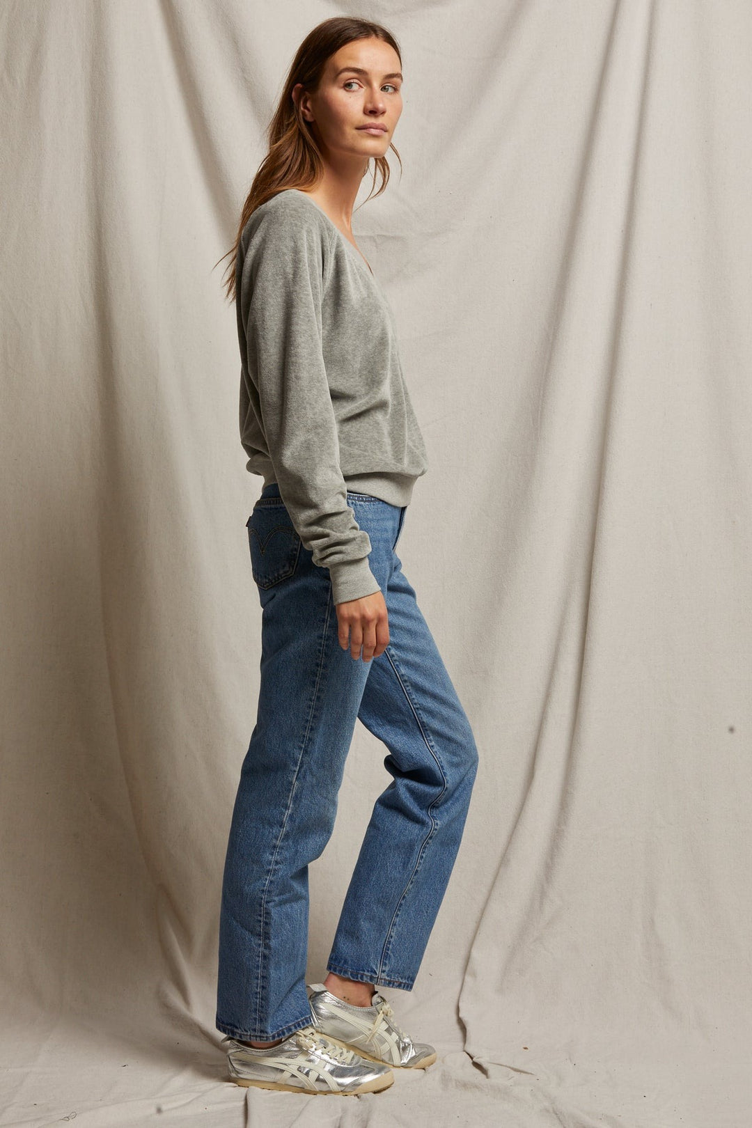 Heather Grey Ember Velour Sweatshirt