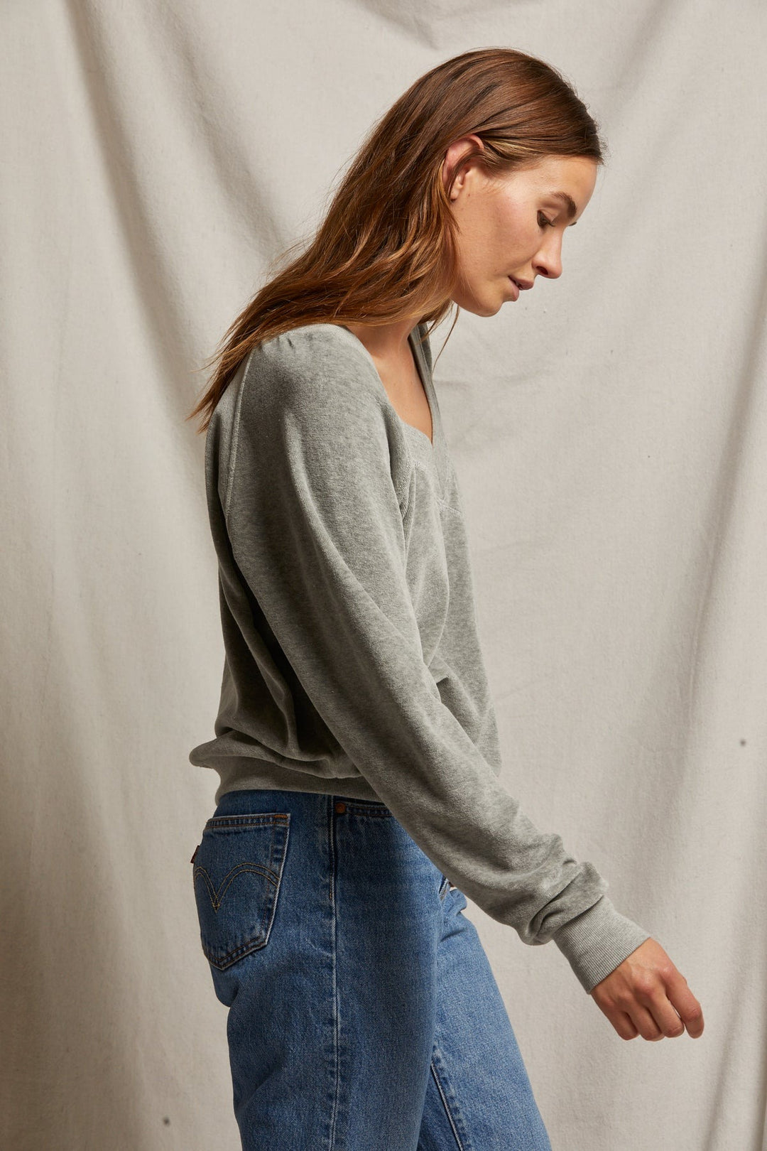 Heather Grey Ember Velour Sweatshirt