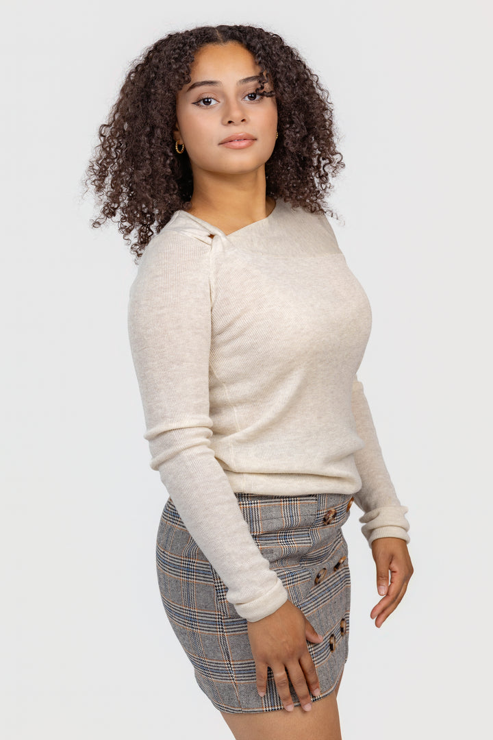 Heather Pearl Shoulder Twist Top