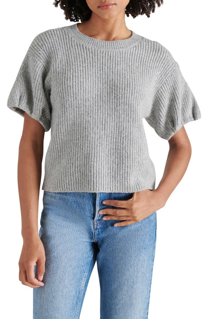 Heather Gray Bubble Sleeve Jadey Sweater