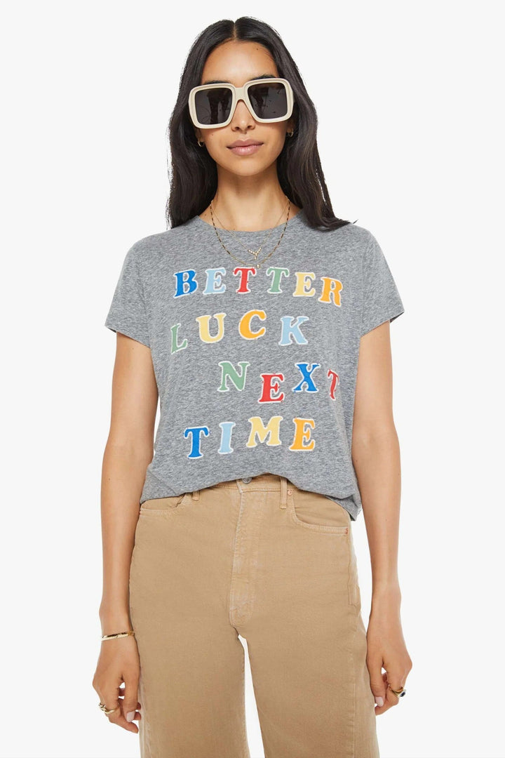Heather Grey And Color Letters The Boxy Goodie Goodie Better Luck Next Time Tee