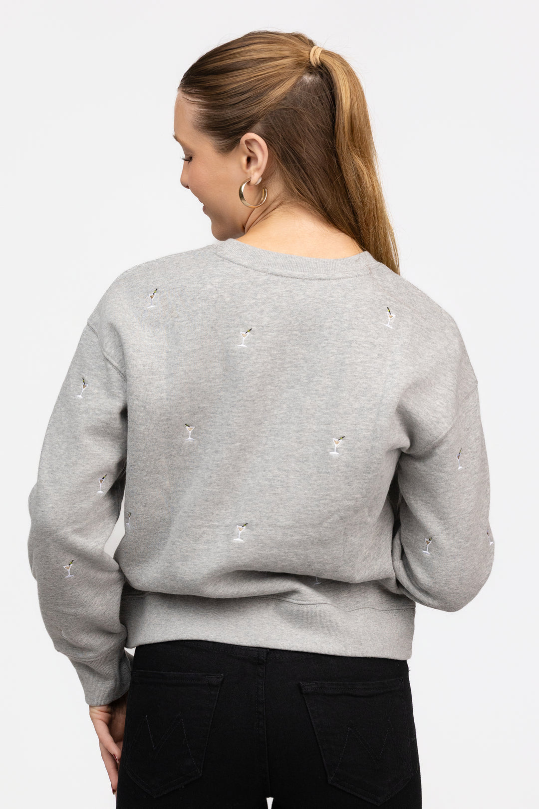 Heather Grey Martini Embroidery Ramona Sweatshirt