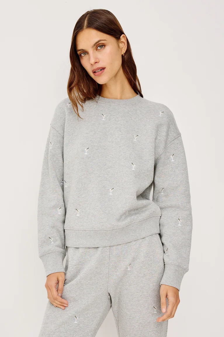 Heather Grey Martini Embroidery Ramona Sweatshirt