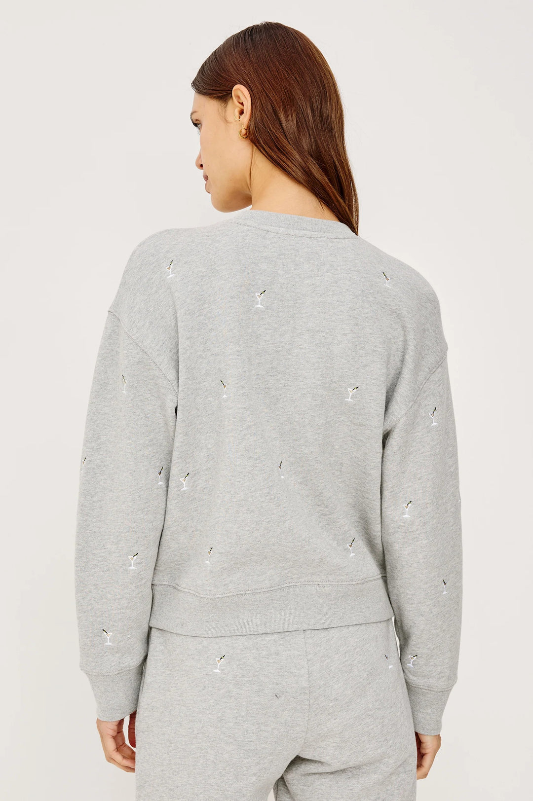 Heather Grey Martini Embroidery Ramona Sweatshirt