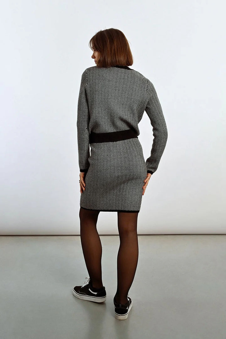 Herringbone Knit Mini Skirt