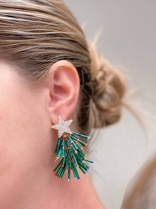 Holiday Tree Fringe Earrings