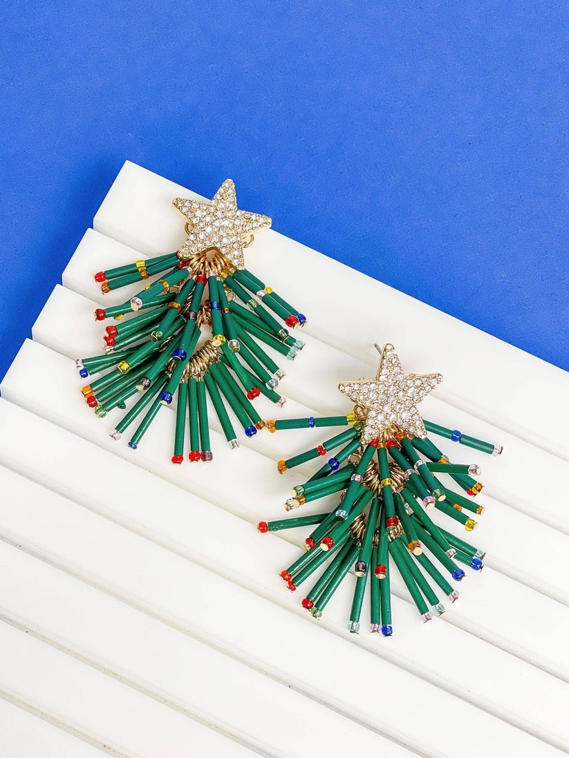 Holiday Fringe Dangle Earrings