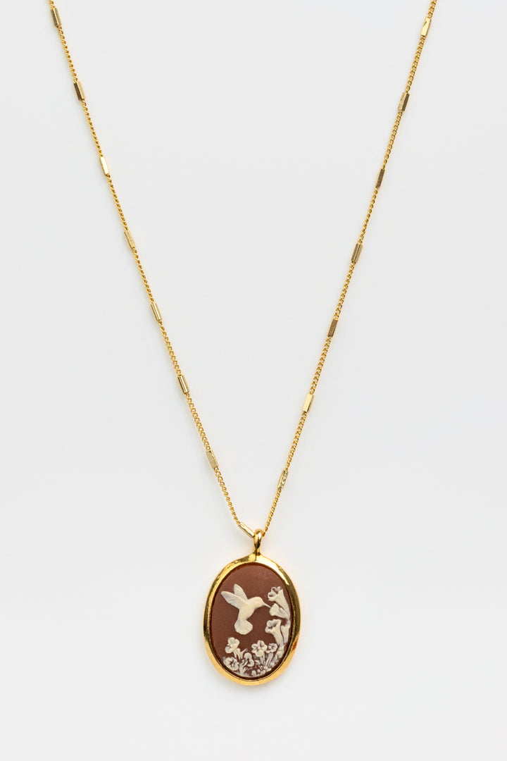Hummingbird Vintage Cameo Necklace