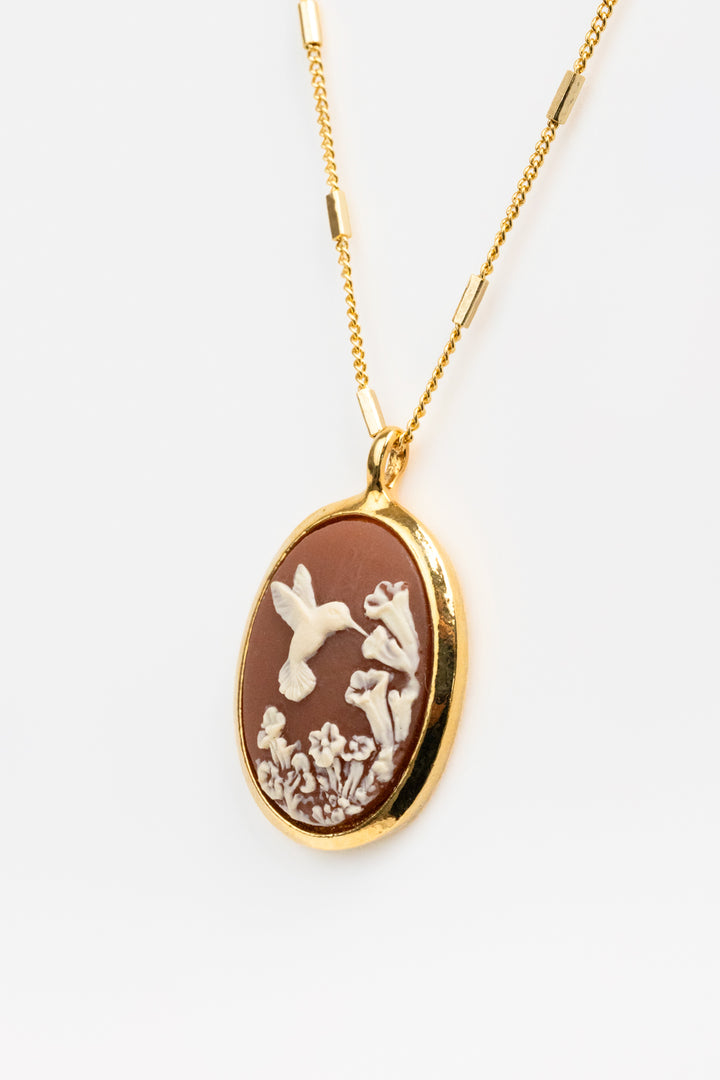 Hummingbird Vintage Cameo Necklace
