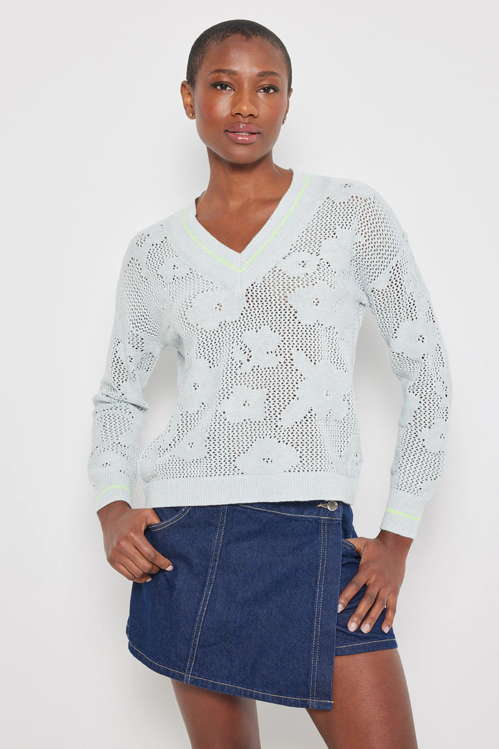 Ice Blue Open Knit Poppy Sweater