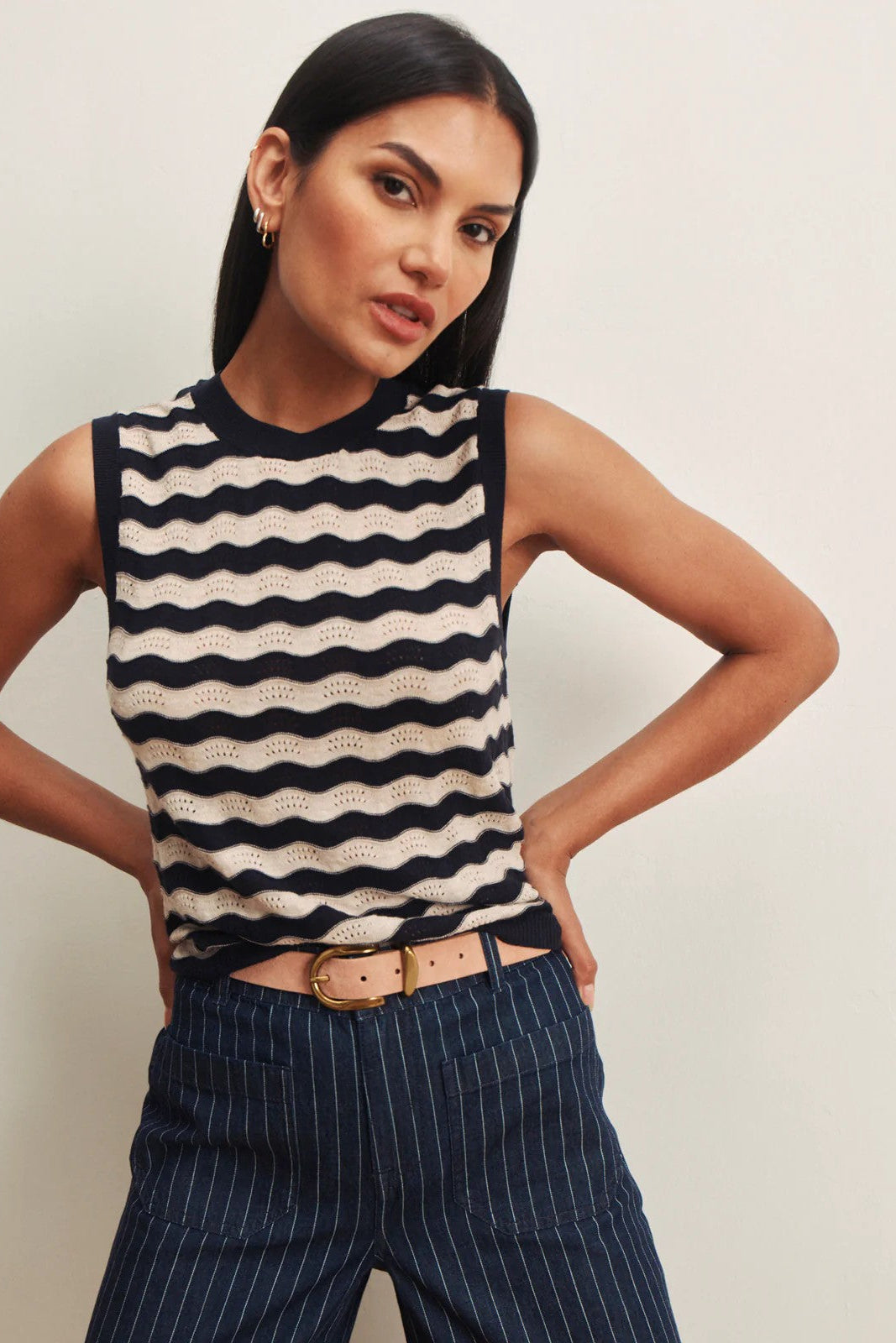 Ink Storm Dark Opal Chevron Knit Tank
