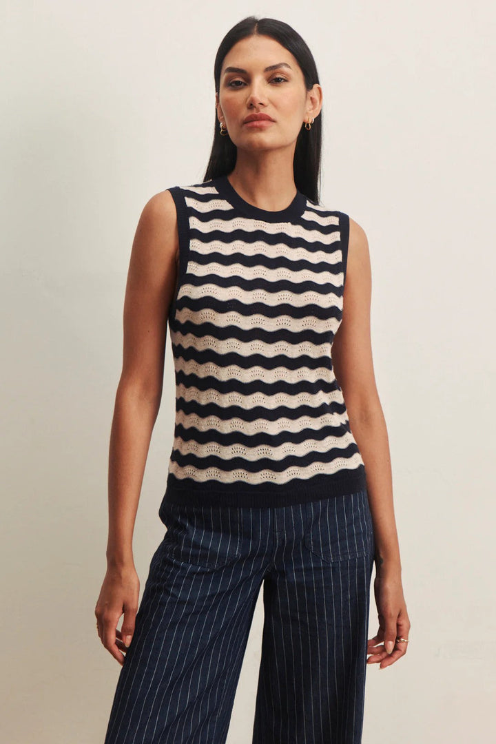 Ink Storm Dark Opal Chevron Knit Tank