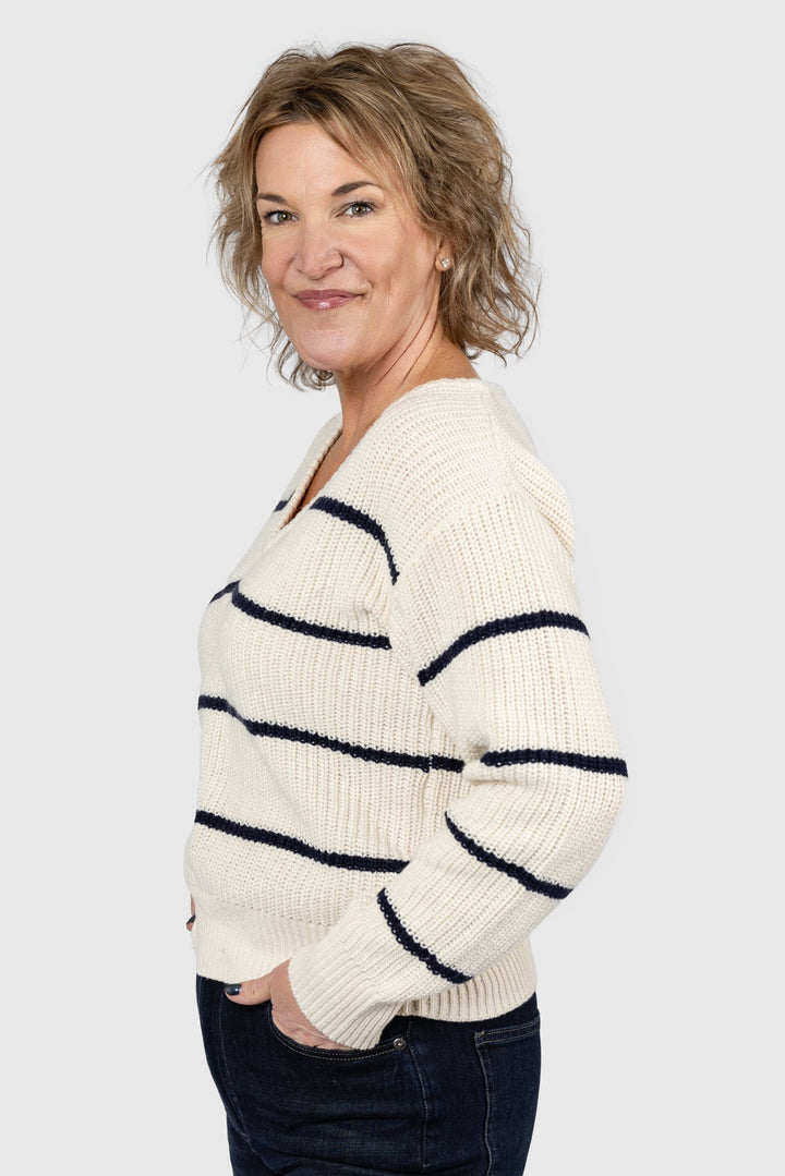 Ivory Black Stripe Kaitlyn Sweater