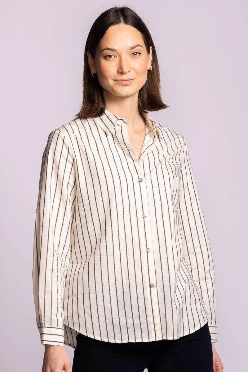 Ivory Black Stripe Sapphire Shirt