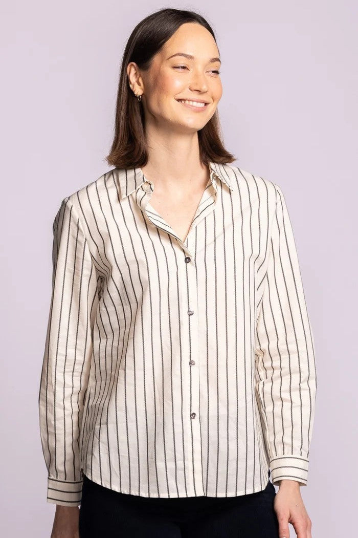 Ivory Black Stripe Sapphire Shirt