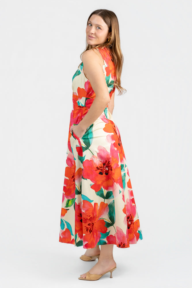 Ivory Coral Bloom Bates Dress