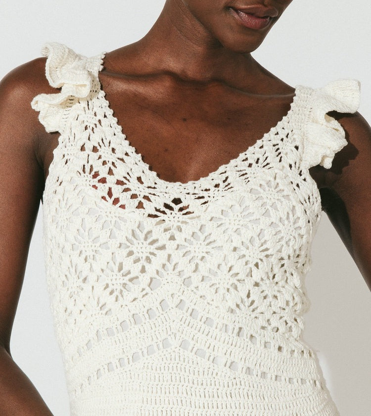 Ivory Crochet Janis Midi Dress