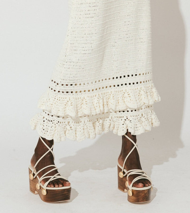 Ivory Crochet Janis Midi Dress