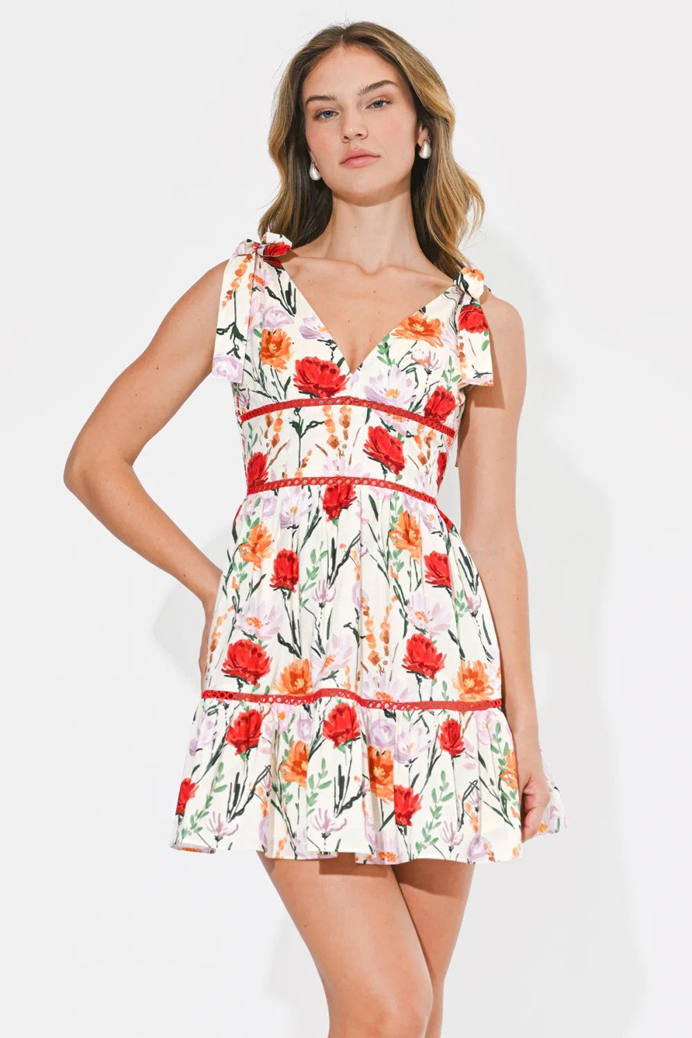 Ivory Multi Floral Fit And Flare Wrenlee Dress