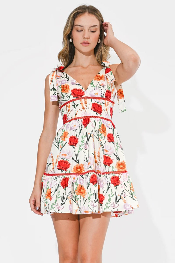 Ivory Multi Floral Fit And Flare Wrenlee Dress