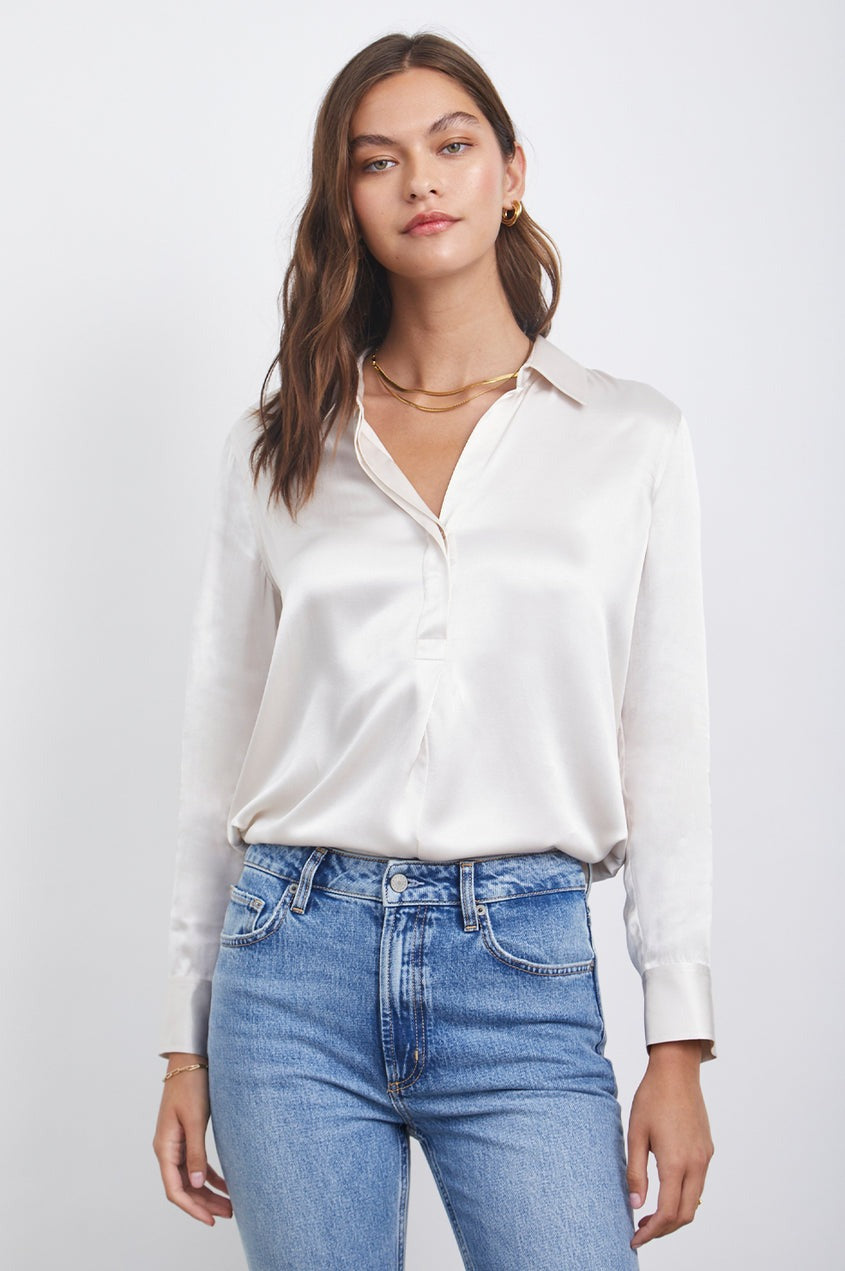 Ivory Satin Crepe Nissa Top