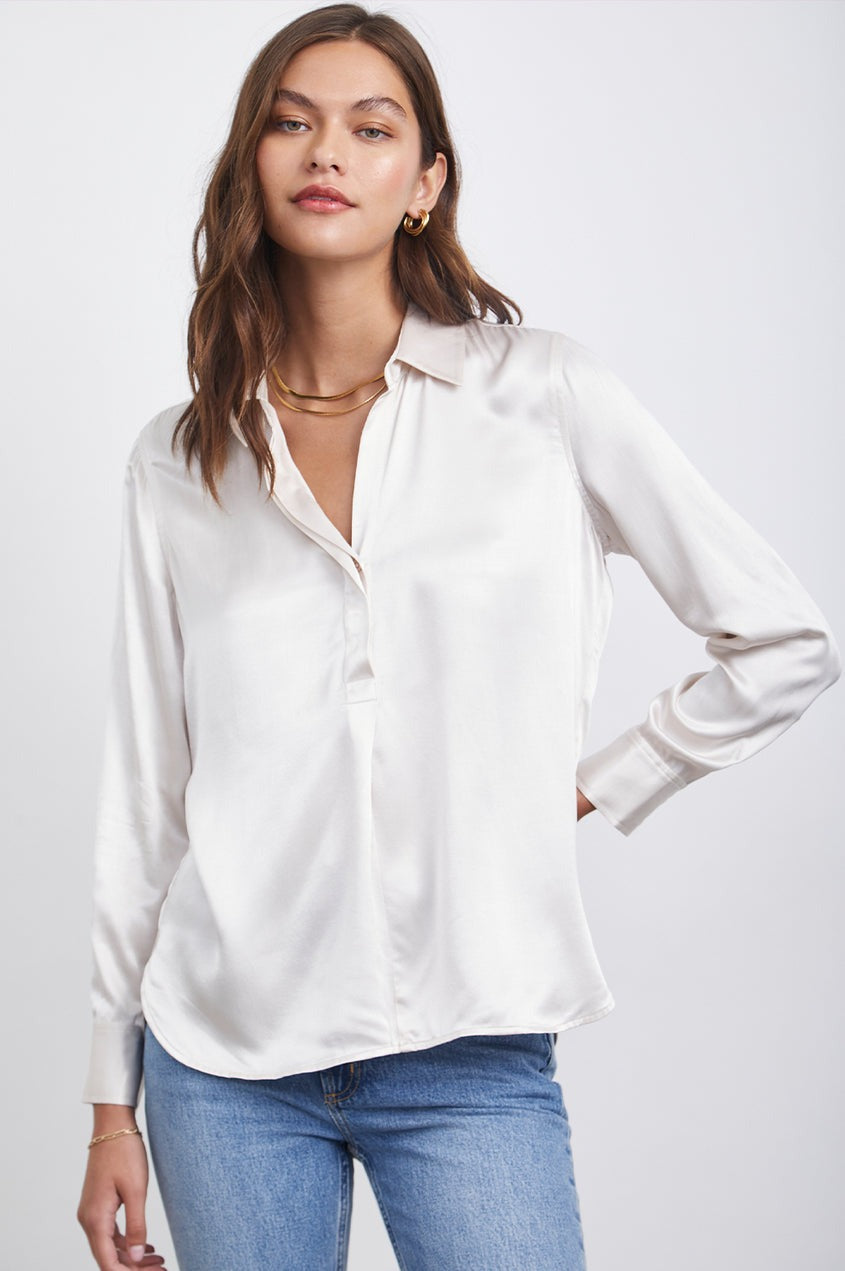 Ivory Satin Crepe Nissa Top